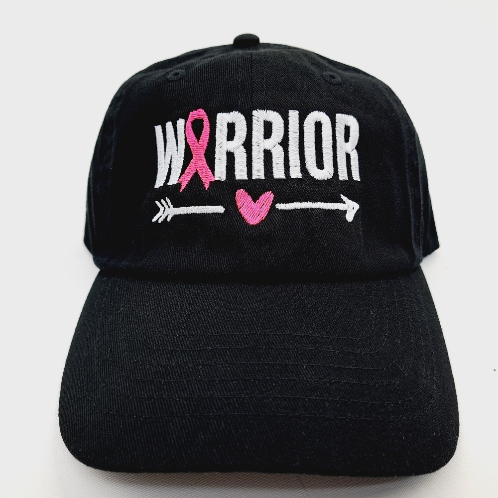 Breast Cancer Awareness Embroidered Hat Cap Relaxed Cotton Black